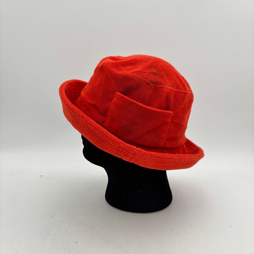 Lack of Color Wave Red Terry Bucket Hat Women's M/L Side Pocket Beach